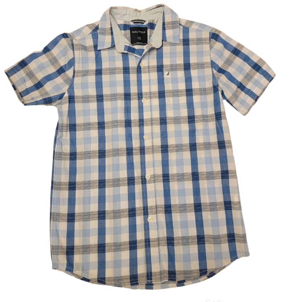Nautica boys' button-down short sleeve top size large